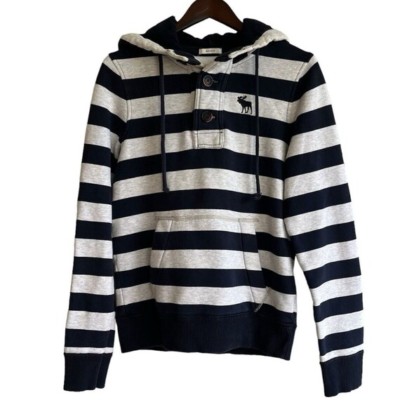 Abercrombie & Fitch Other - Abercrombie & Fitch Mens Sweatshirt Hoodie Size M Muscle Fit Henley Striped EUC